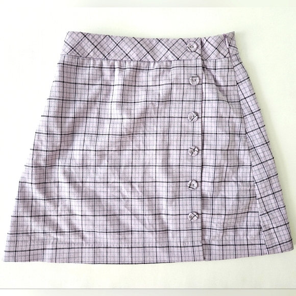 Urban Revivo Plaid Mini Skirt, Purple, Size XS - Picture 1 of 6